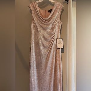 Blush shimmer cowl neck gown
